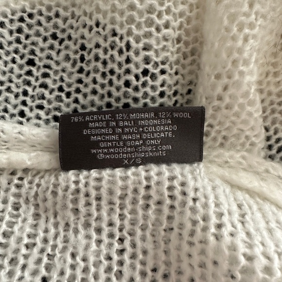 Wooden Ships Wool Mohair Blend Open Knit V Neck Sweater - Picture 8 of 10